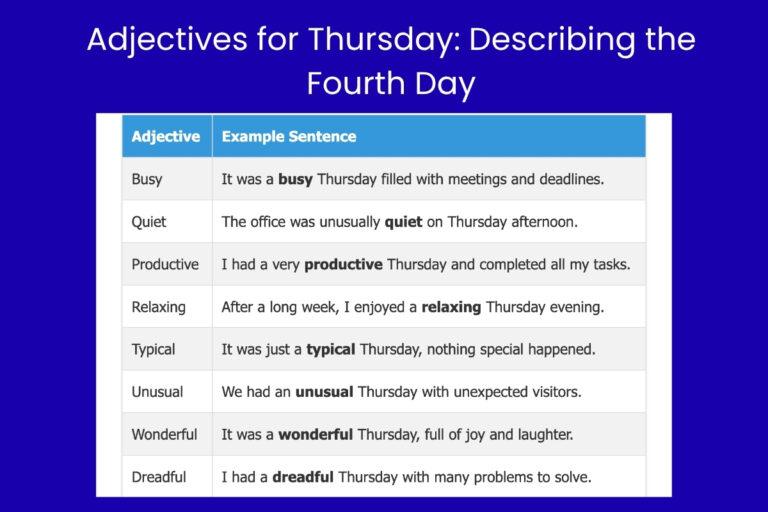 Adjectives for Thursday: Describing the Fourth Day