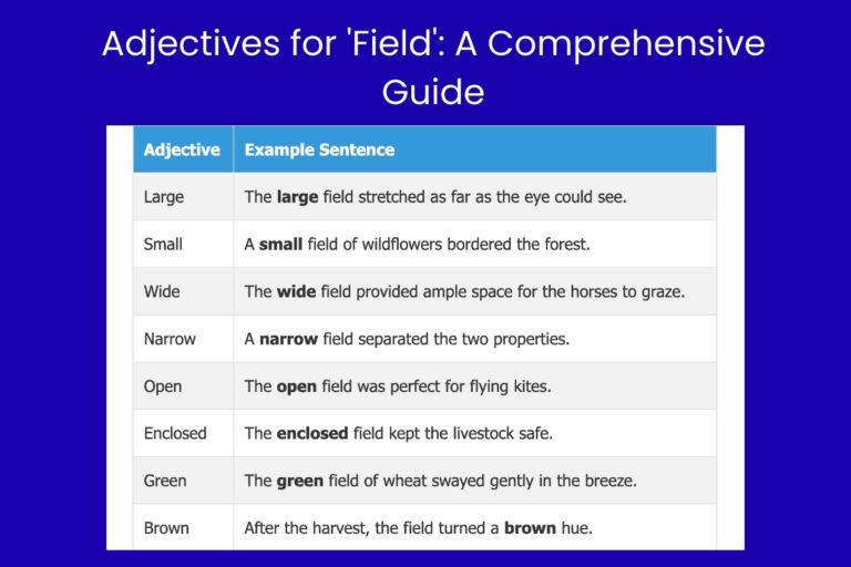 Adjectives for 'Field' A Comprehensive Guide