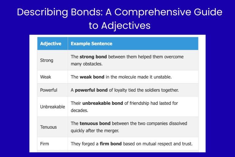 Describing Bonds A Comprehensive Guide to Adjectives