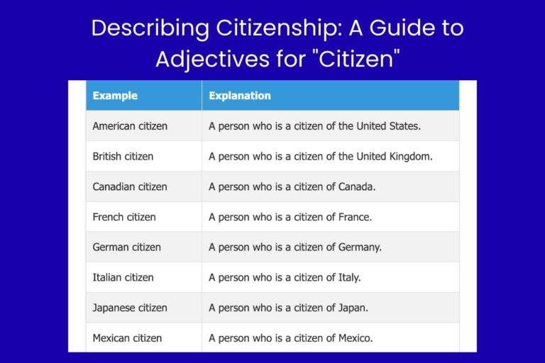 Describing Citizenship A Guide to Adjectives for Citizen
