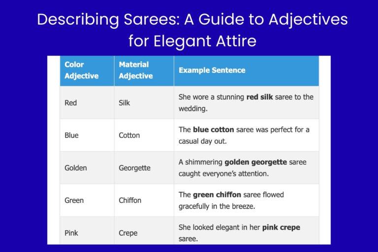 Describing Sarees A Guide to Adjectives for Elegant Attire