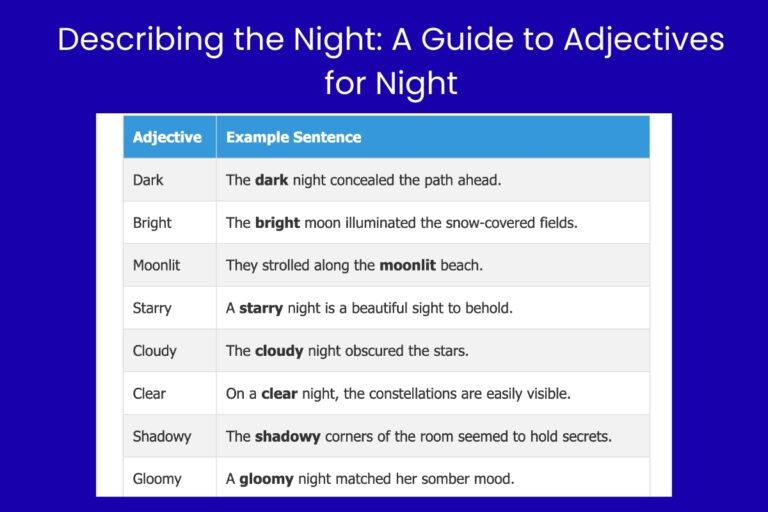 Describing the Night A Guide to Adjectives for Night