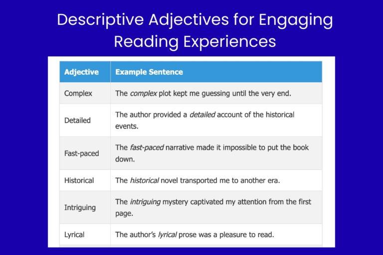 Descriptive Adjectives for Engaging Reading Experiences