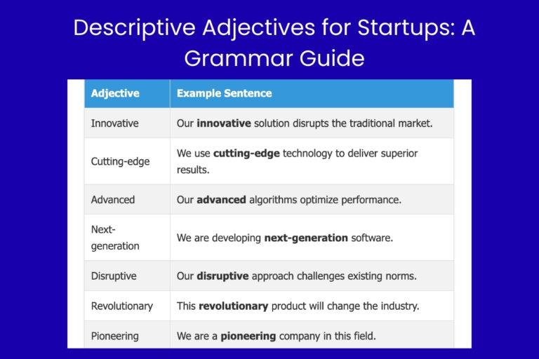 Descriptive Adjectives for Startups A Grammar Guide