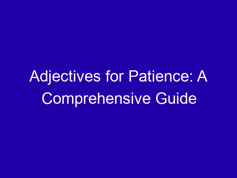 Adjectives For Patience A Comprehensive Guide 3753 A176e