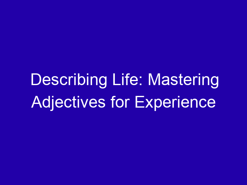 Describing Life Mastering Adjectives For Experience 3747 A5af6