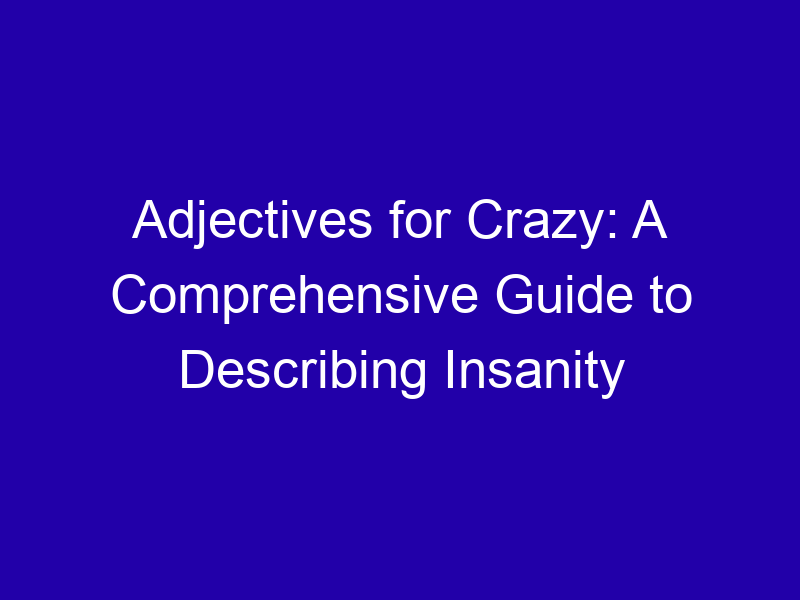 Adjectives for Crazy: A Comprehensive Guide to Describing Insanity Adjectives For Crazy A Comprehensive Guide To Describing Insanity 3830 474f3