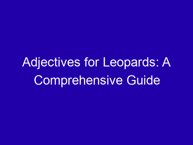 Adjectives for Leopards: A Comprehensive Guide