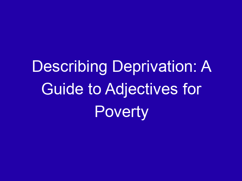 Describing Deprivation: A Guide to Adjectives for Poverty Describing Deprivation A Guide To Adjectives For Poverty 3842 933b5