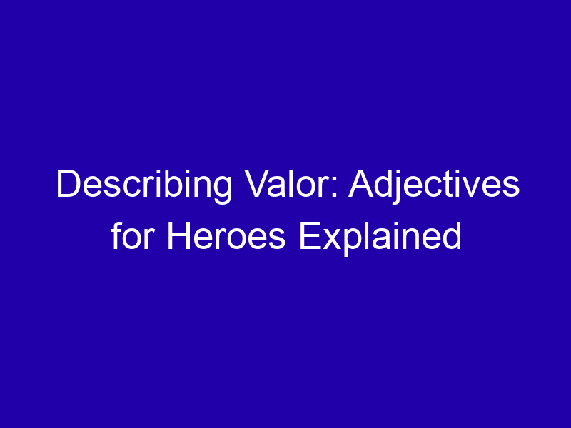 Describing Valor: Adjectives for Heroes Explained Describing Valor Adjectives For Heroes Explained 3775 Afba0