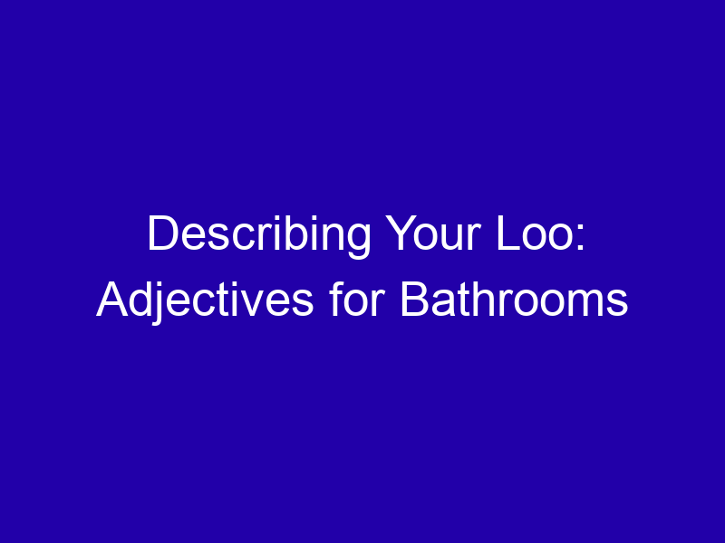Describing Your Loo Adjectives For Bathrooms 3795 B984a