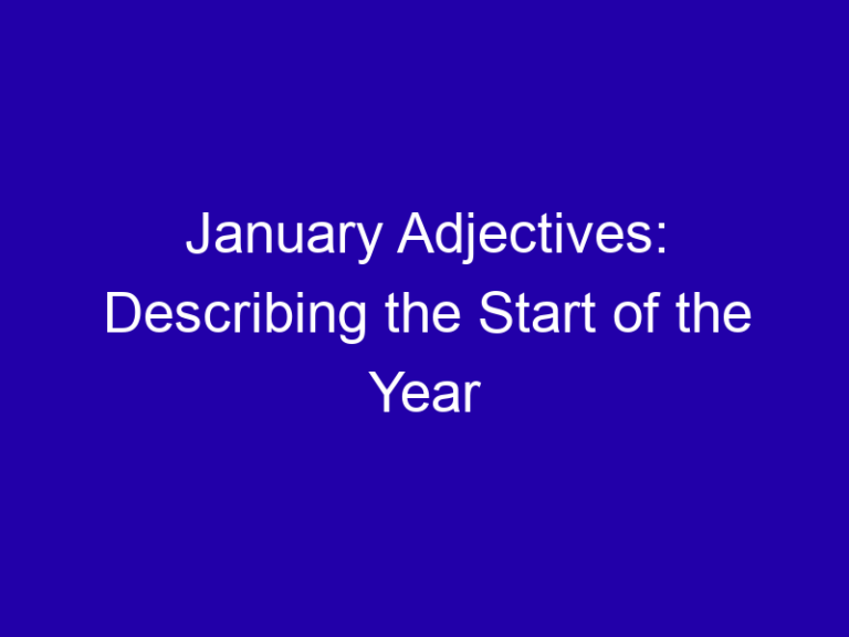 January Adjectives: Describing the Start of the Year