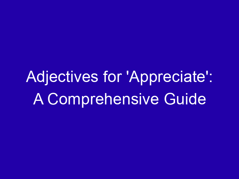 Adjectives For Appreciate A Comprehensive Guide 3948 C903d