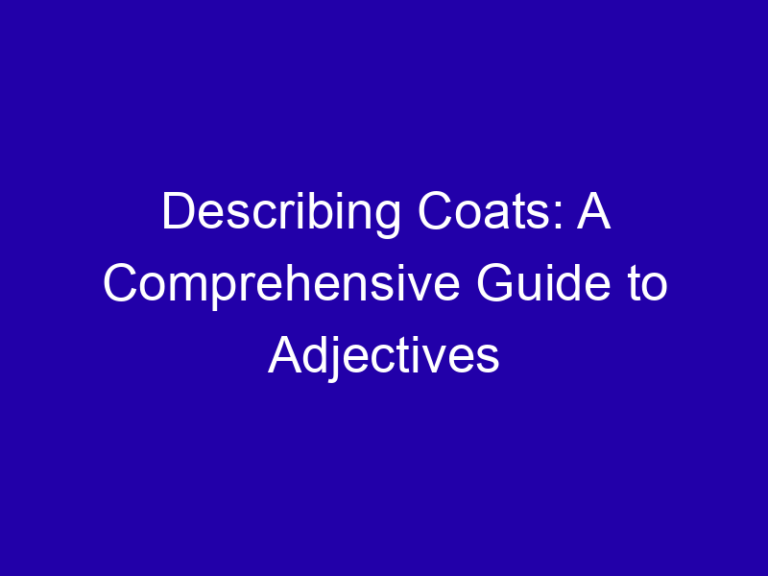 Describing Coats: A Comprehensive Guide to Adjectives