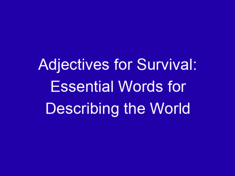 Adjectives for Survival: Essential Words for Describing the World