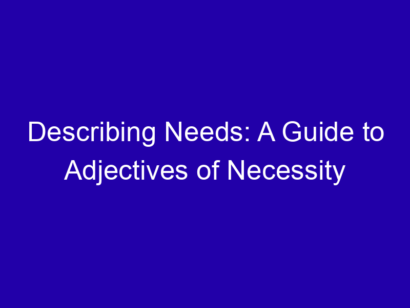 Describing Needs: A Guide to Adjectives of Necessity Describing Needs A Guide To Adjectives Of Necessity 3972 27e8a