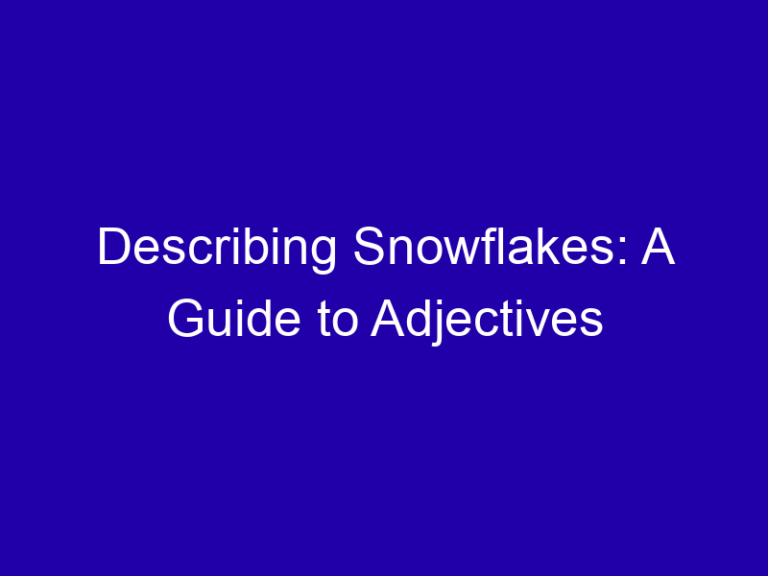 Describing Snowflakes: A Guide to Adjectives