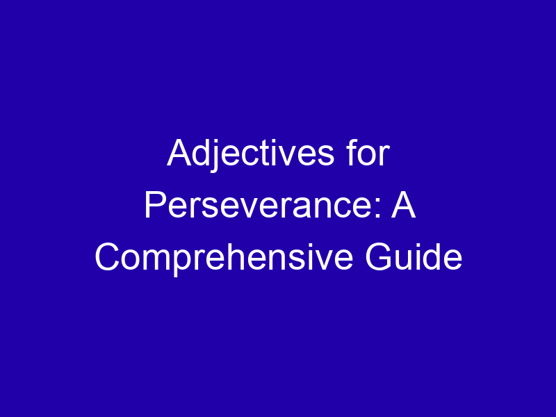 Adjectives for Perseverance: A Comprehensive Guide