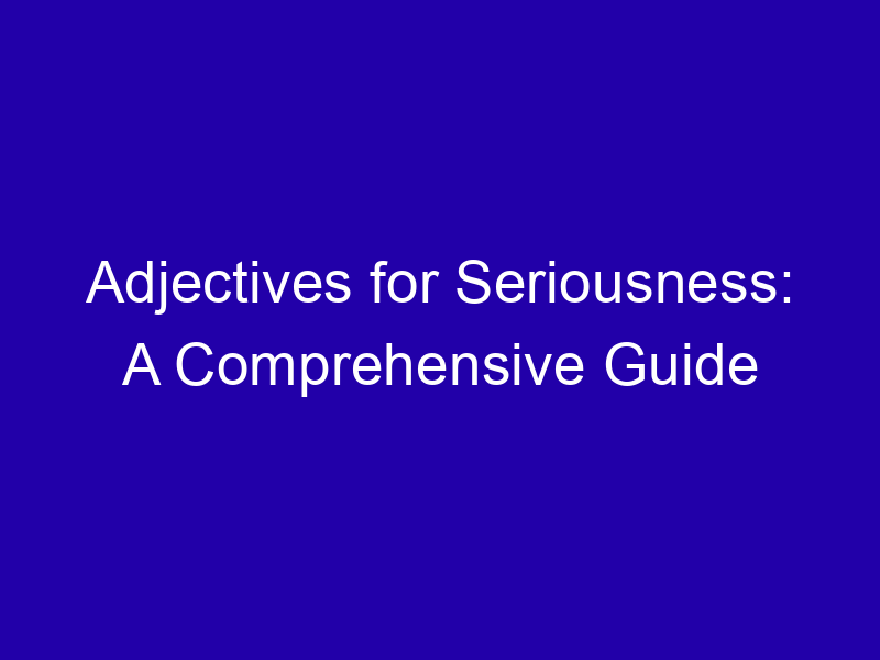Other Adjectives for Serious People and Situations