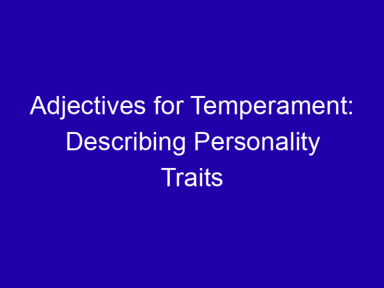 Adjectives for Temperament: Describing Personality Traits