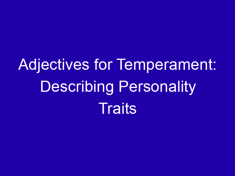 Adjectives for Temperament: Describing Personality Traits