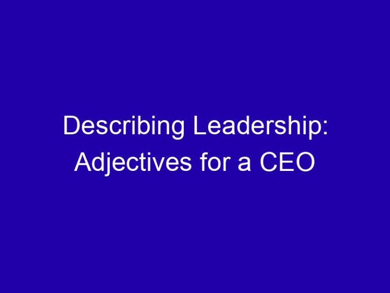 Adjectives for a CEO: Visionary, Decisive, Driven