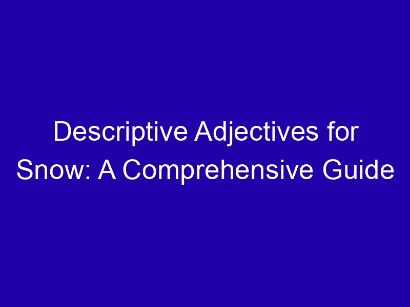 Adjectives for Snow: Powdery, Slushy, Fresh and More